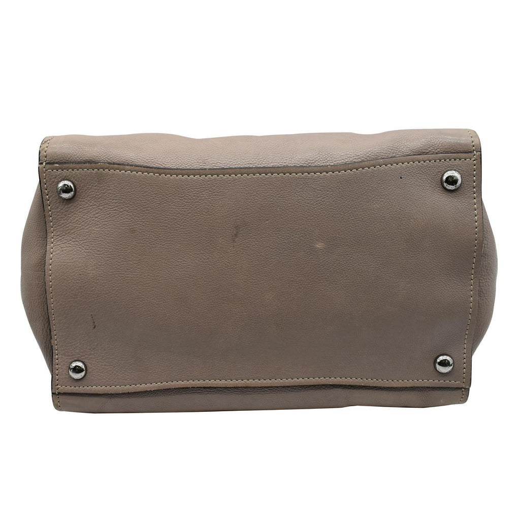 PRADA City Twin Pocket Calf Leather Tote Shoulder Bag Taupe