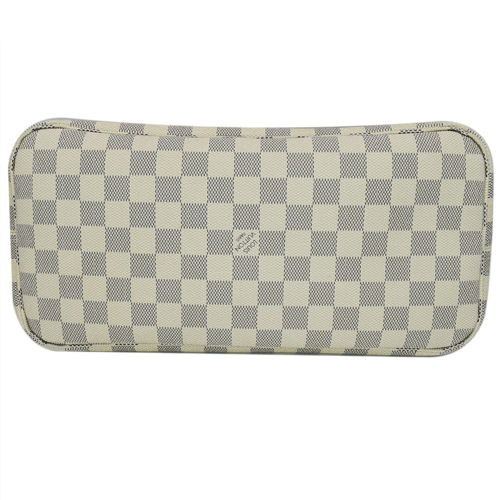 LOUIS VUITTON Neverfull MM Damier Azur Tote Bag Rose Ballerine