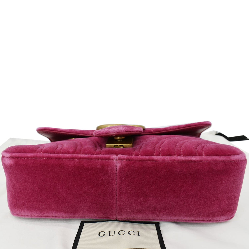 GUCCI Gucci Marmont Velvet Mini Shoulder Crossbody Bag Pink 446744
