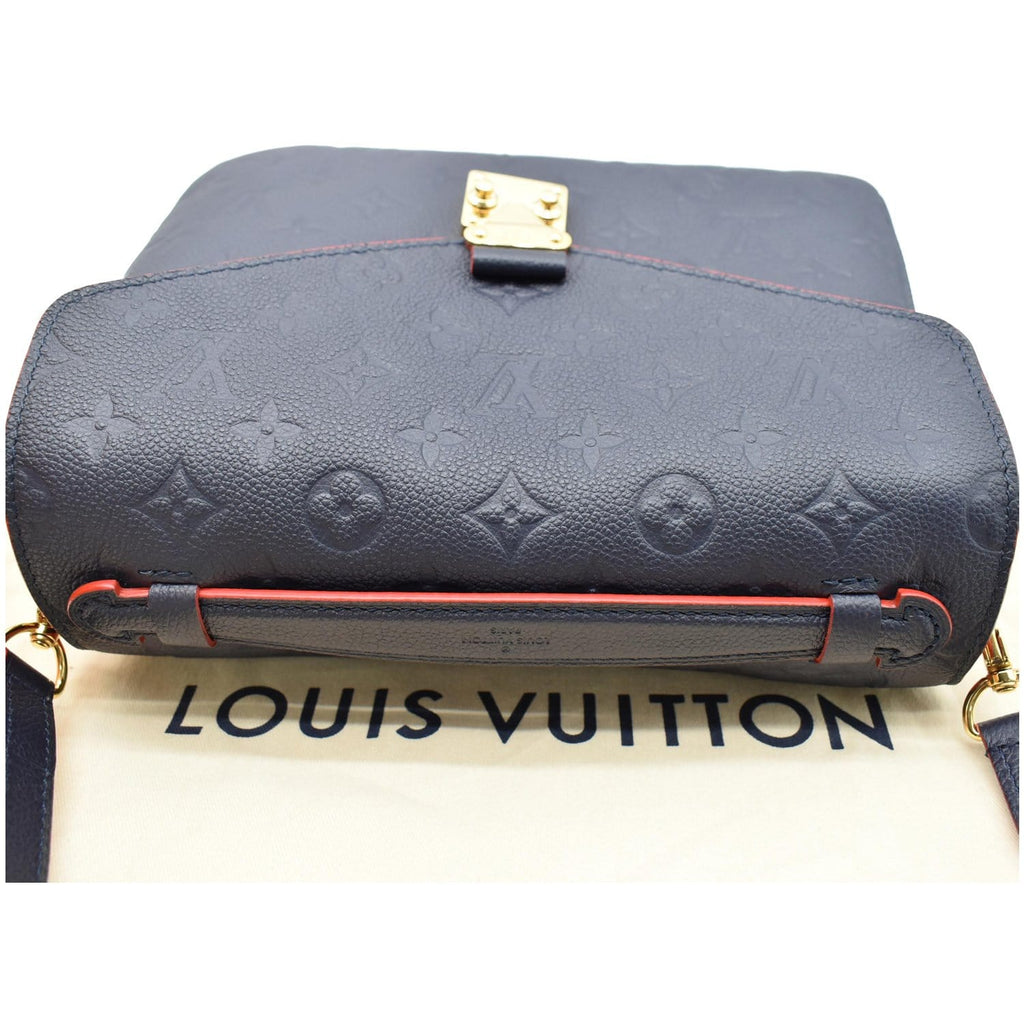 LOUIS VUITTON Metis Pochette Empreinte Leather Crossbody Bag Navy Blue