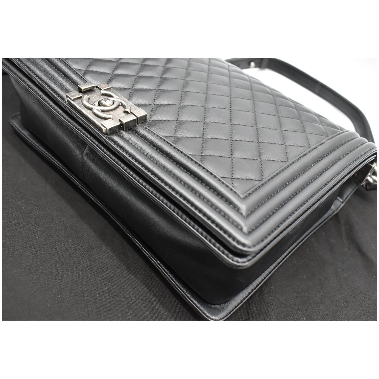 Chanel Large Boy Flap  Quilted Leather Shoulder Bag Black