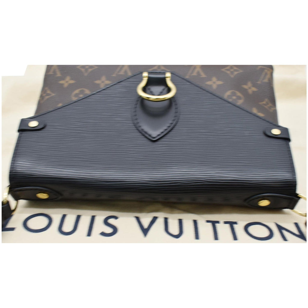 LOUIS VUITTON Saint Michel Monogram Epi Leather Shoulder Bag Black