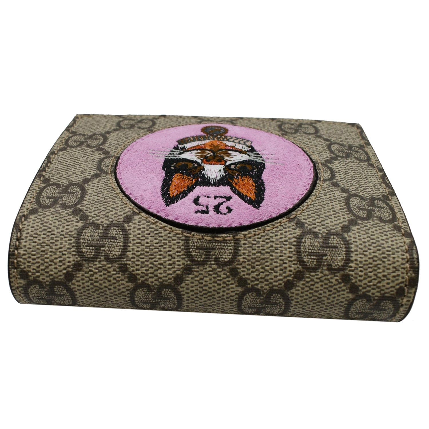 GUCCI Bosco Patch Gucci Supreme Canvas Card Case Wallet Beige 506277