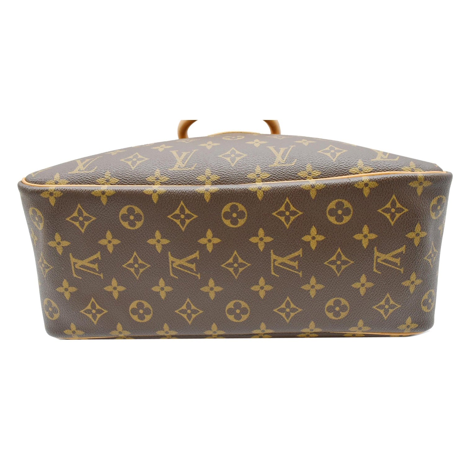 LOUIS VUITTON Deauville Boston Monogram Canvas Satchel Bag Brown