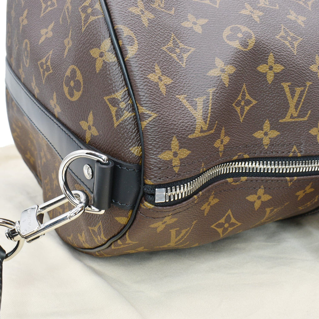 LOUIS VUITTON Keepall Bandouliere 55 Monogram Macassar Travel Bag Brown