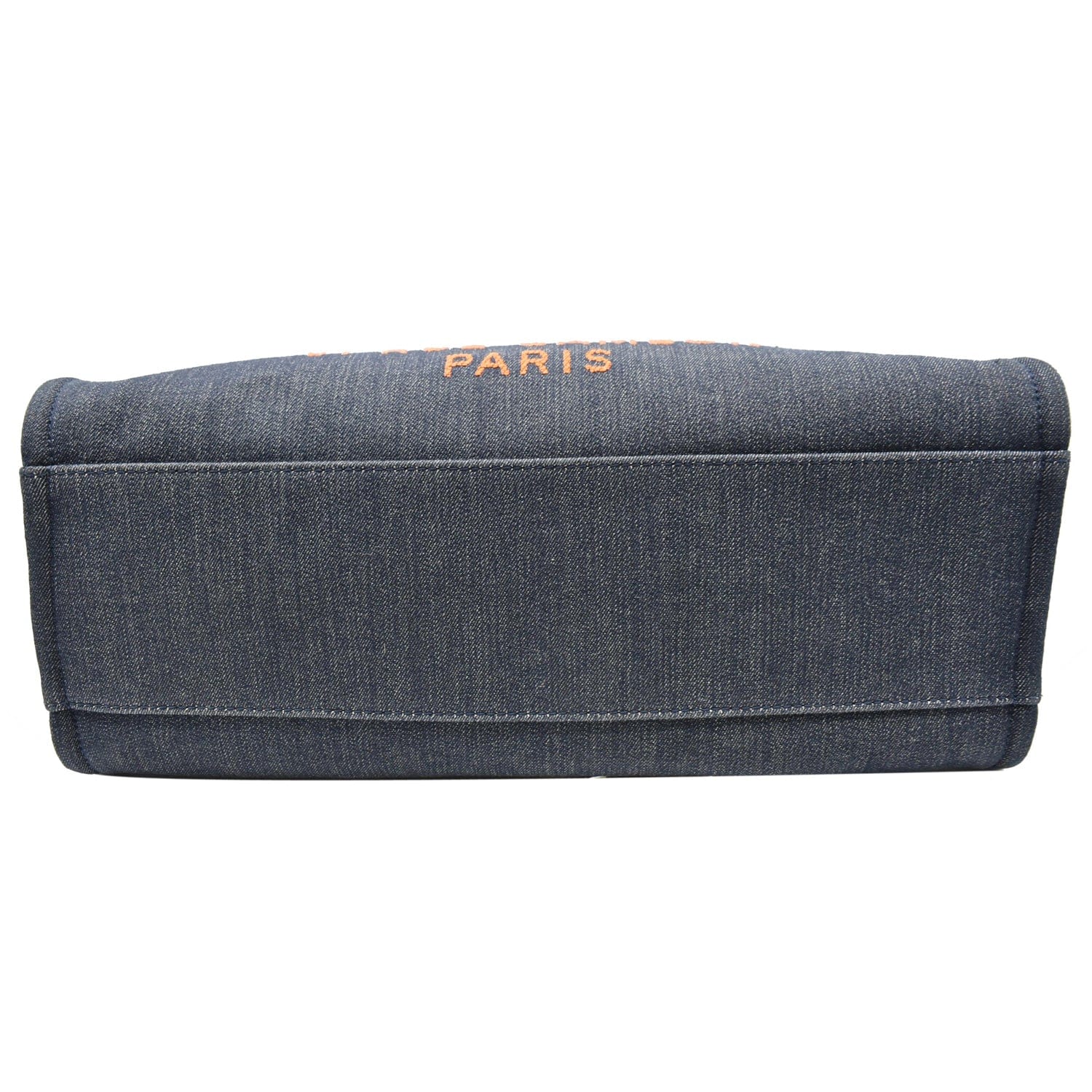 Chanel Deauville Large Denim Shopping Tote Bag Dark Blue
