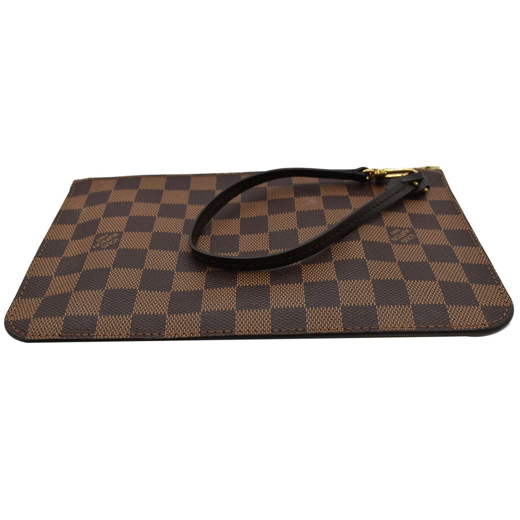 LOUIS VUITTON Neverfull MM Damier Ebene Pochette Wristlet Pouch Brown