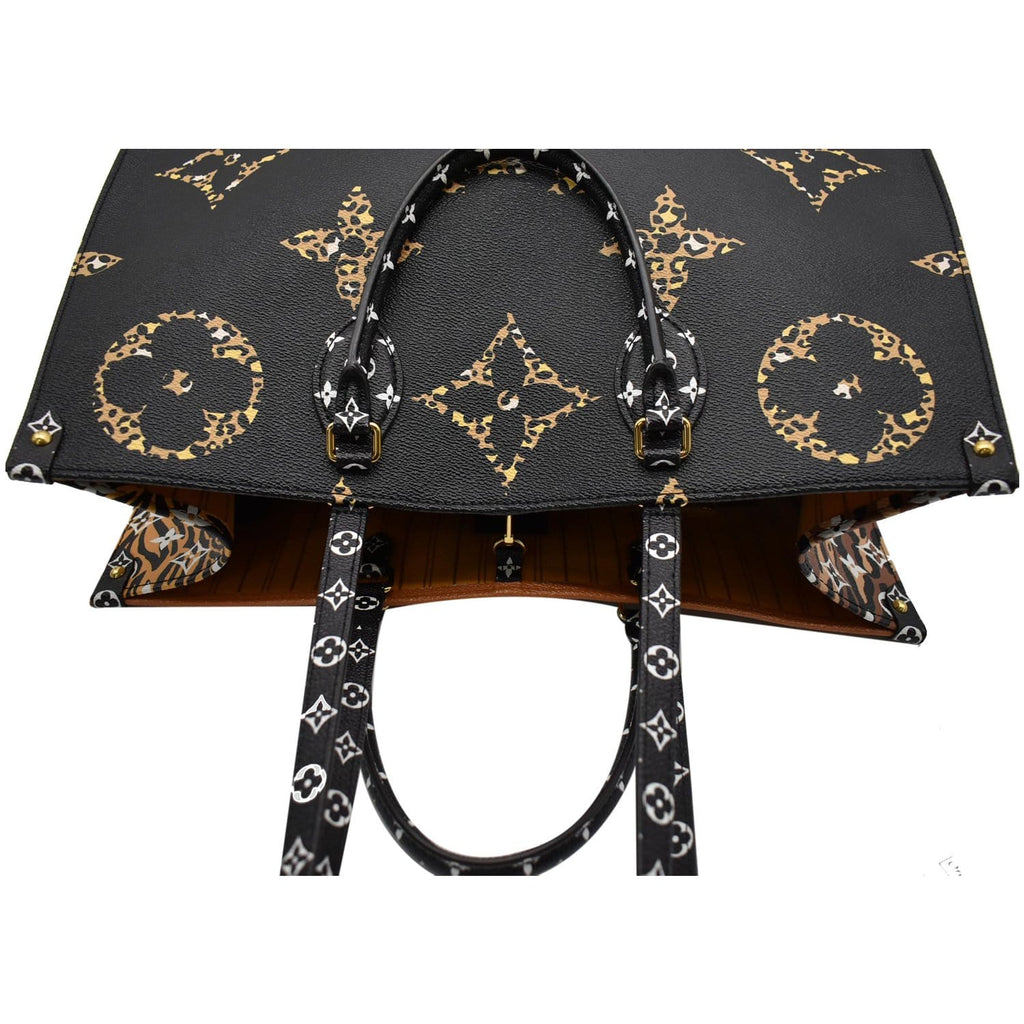 LOUIS VUITTON Onthego Jungle GM Giant Monogram Canvas Tote Shoulder Bag Black - Hot Deals