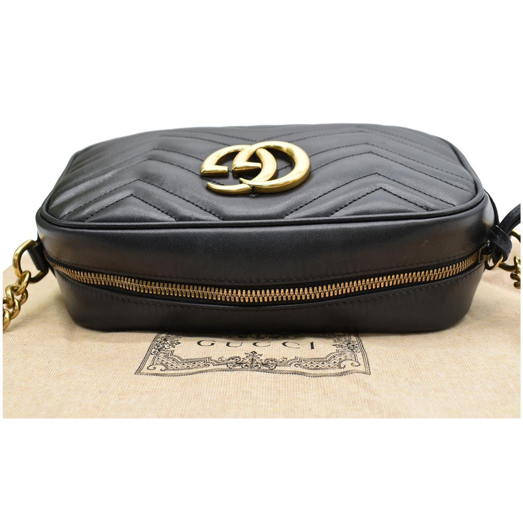 GUCCI Gucci Marmont Matelasse Small Leather Crossbody Bag Black