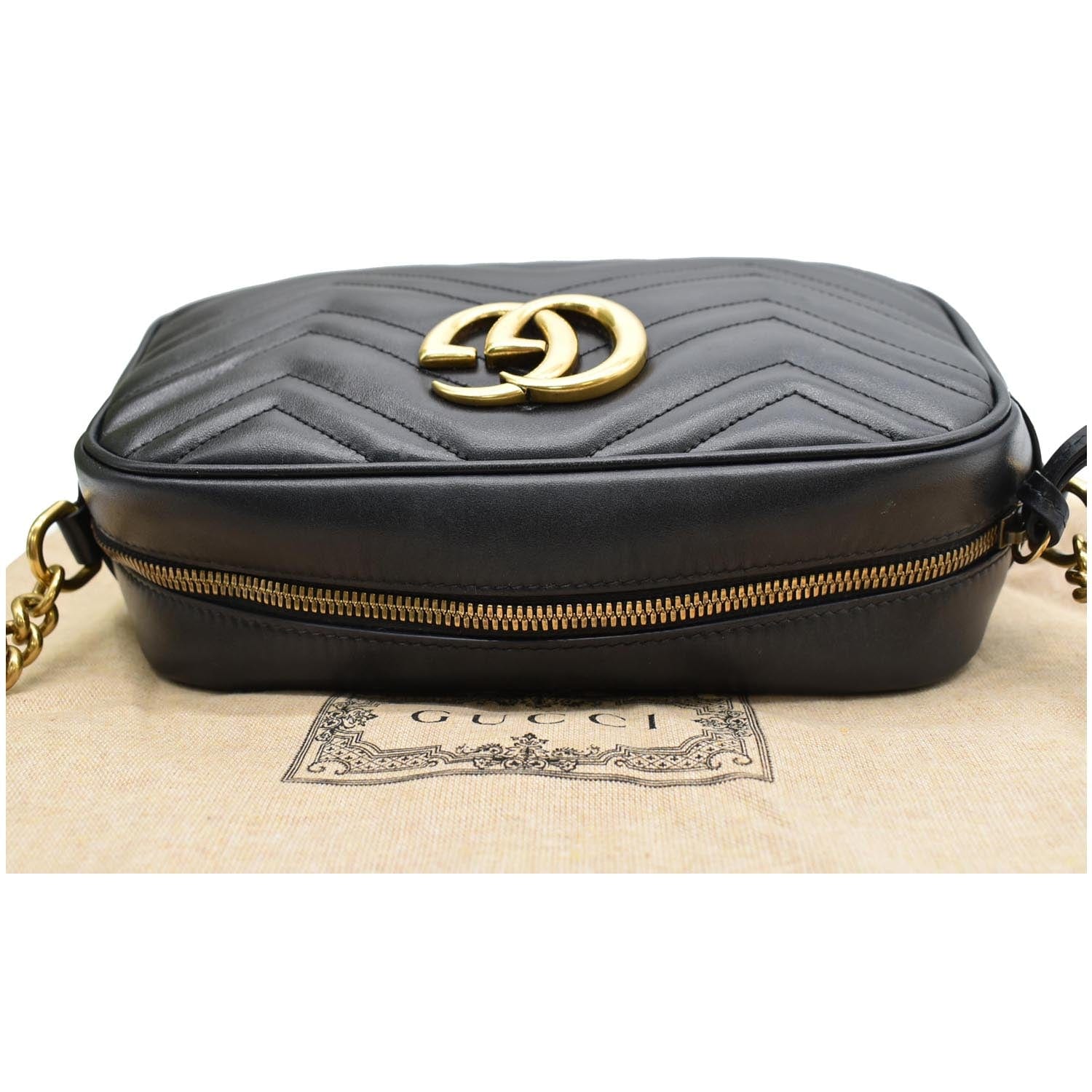 GUCCI Gucci Marmont Matelasse Small Leather Crossbody Bag Black