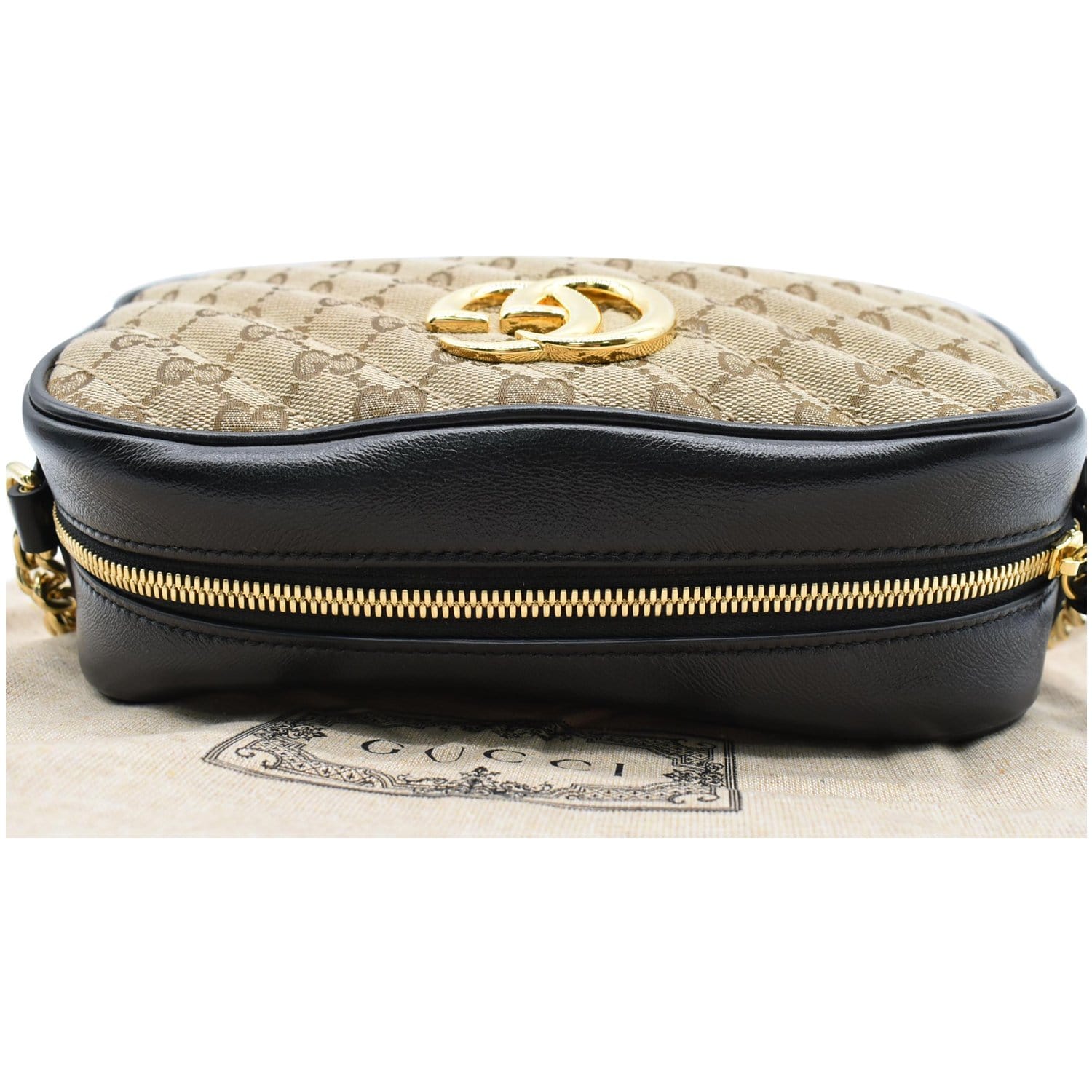 GUCCI Gucci Marmont Small Matelasse Canvas Leather Crossbody Bag Beige 447632