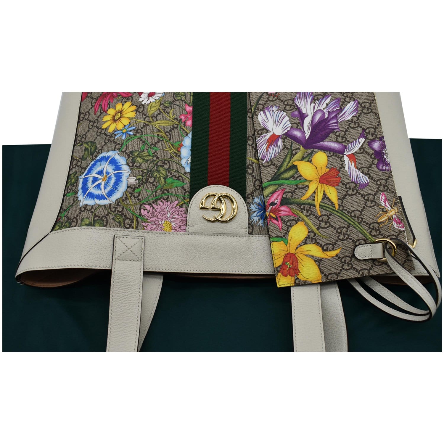 GUCCI Ophidia Gucci Flora Vertical Shopping Tote Bag White 519335