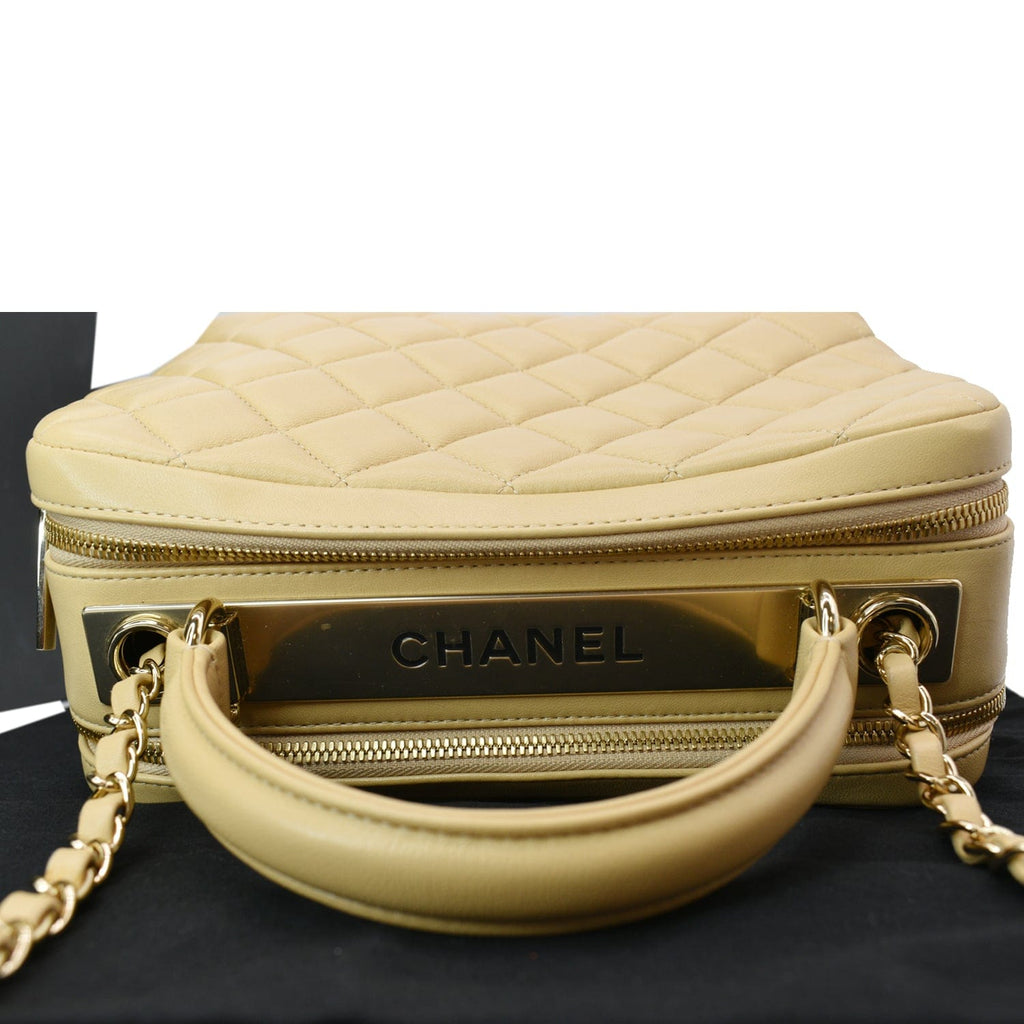 Chanel Trendy CC Bowling Quilted Leather Shoulder Bag Beige