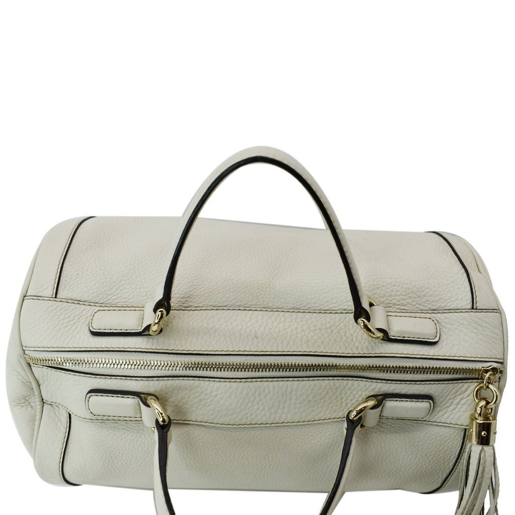 GUCCI Soho Leather Boston Bag White 282302