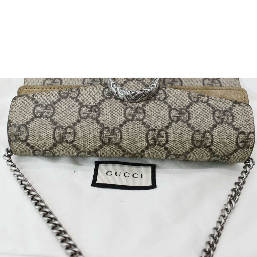 GUCCI Dionysus Super Mini Gucci Supreme Canvas Crossbody Bag Taupe 476432