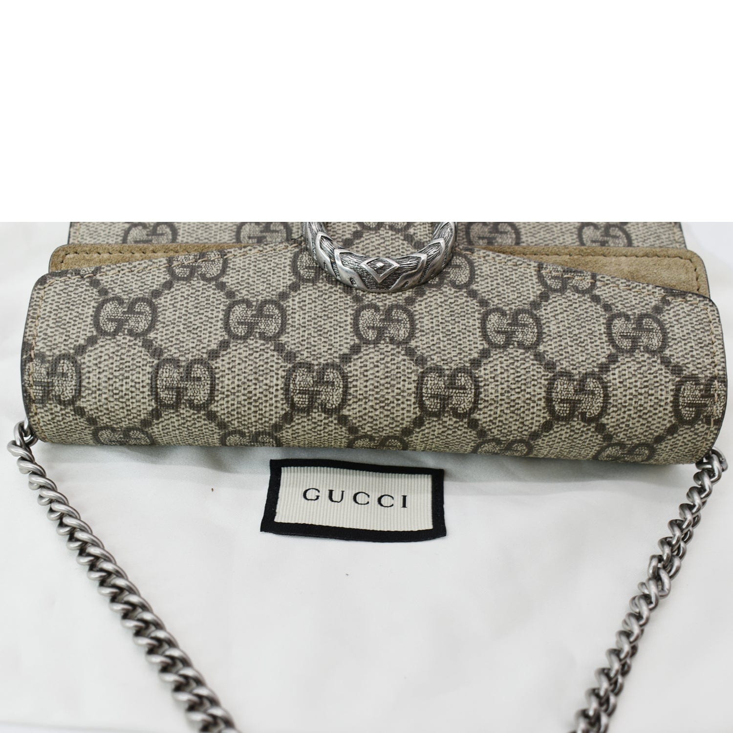 GUCCI Dionysus Super Mini Gucci Supreme Canvas Crossbody Bag Taupe 476432