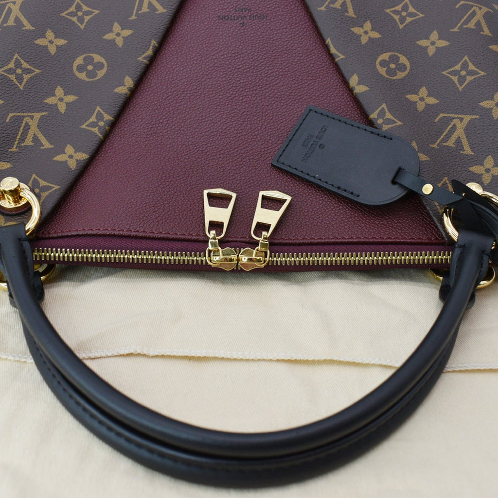 LOUIS VUITTON V MM Monogram Canvas Tote Shoulder Bag Bordeaux