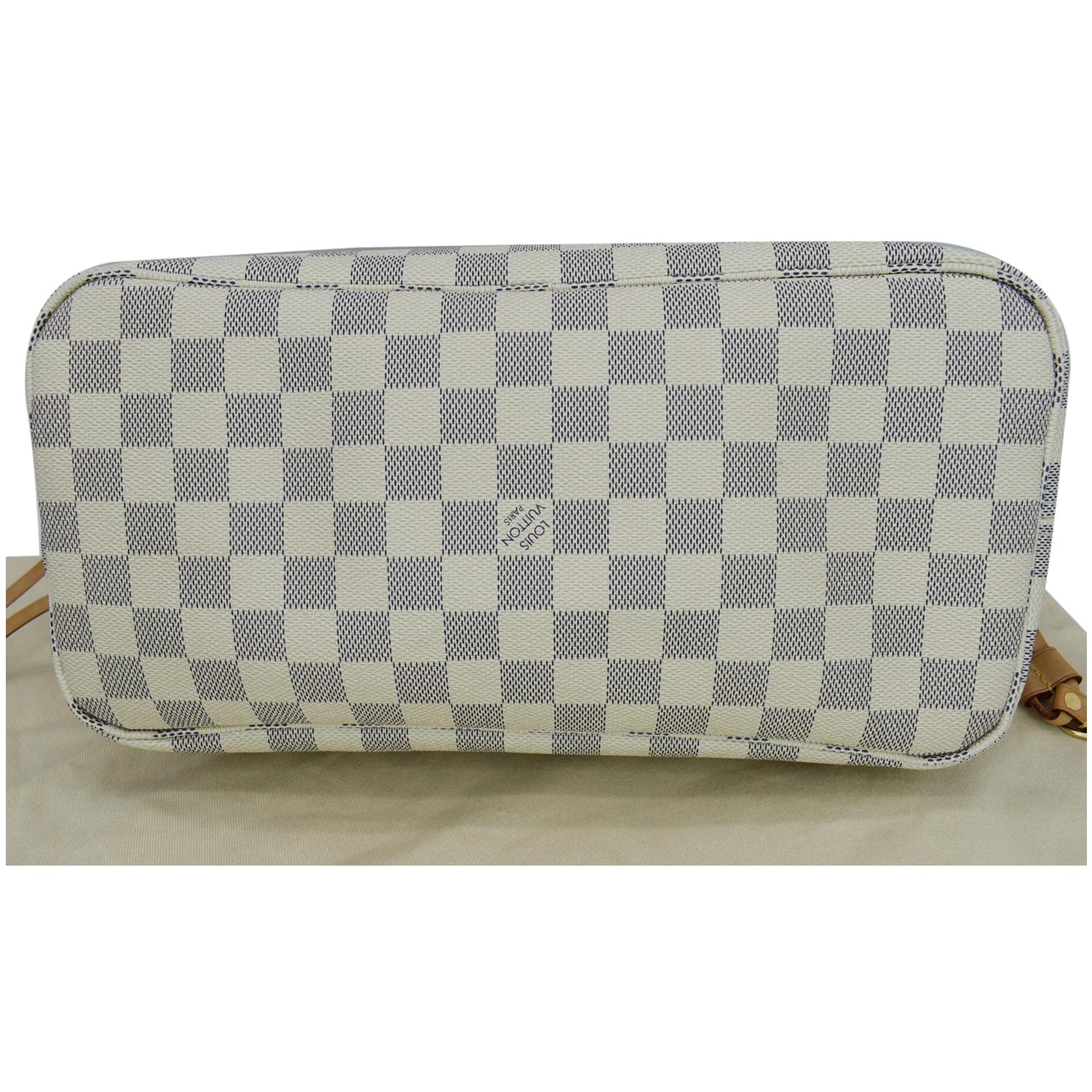 LOUIS VUITTON Neverfull MM Damier Azur Tote Bag Rose Ballerine
