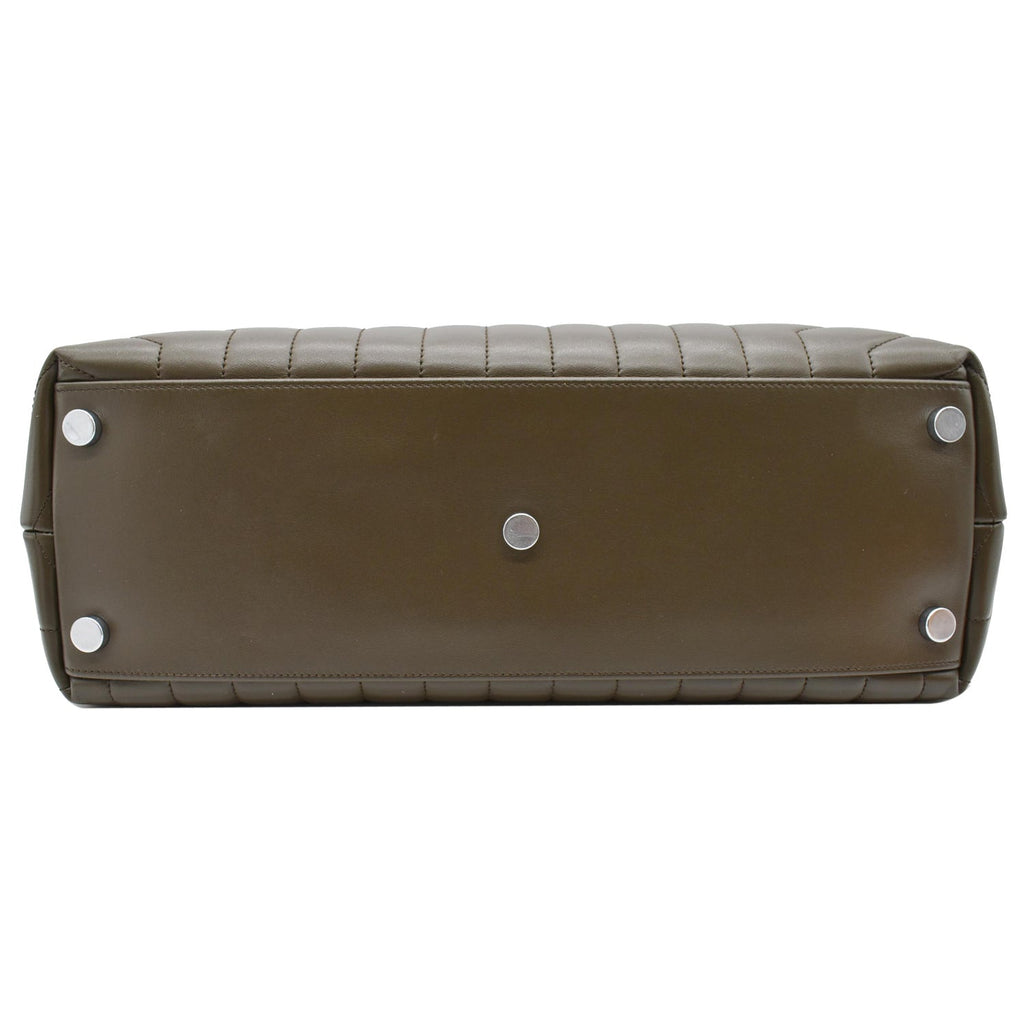 YVES SAINT LAURENT Large Loulou  Matelasse Chain Shoulder Bag Khaki Green