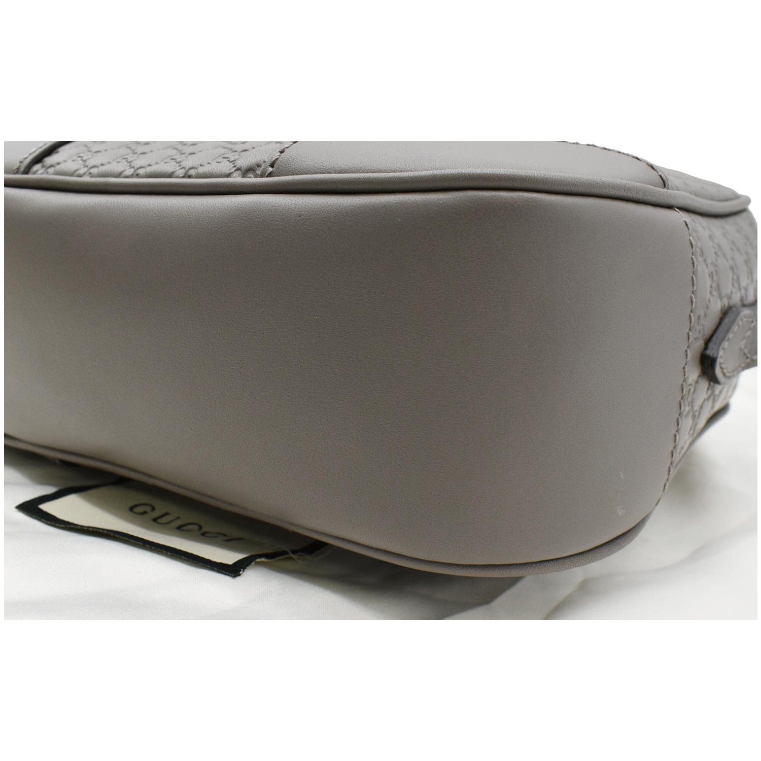 GUCCI Bree Mini Gucci Guccissima Leather Crossbody Bag Grey 449413