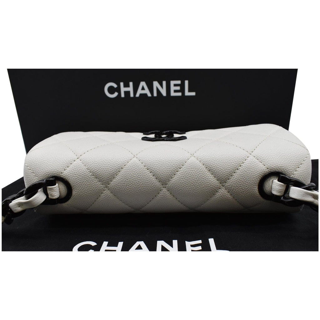 Chanel My Everything Small Caviar Quilted Leather Flap Shoulder Bag White