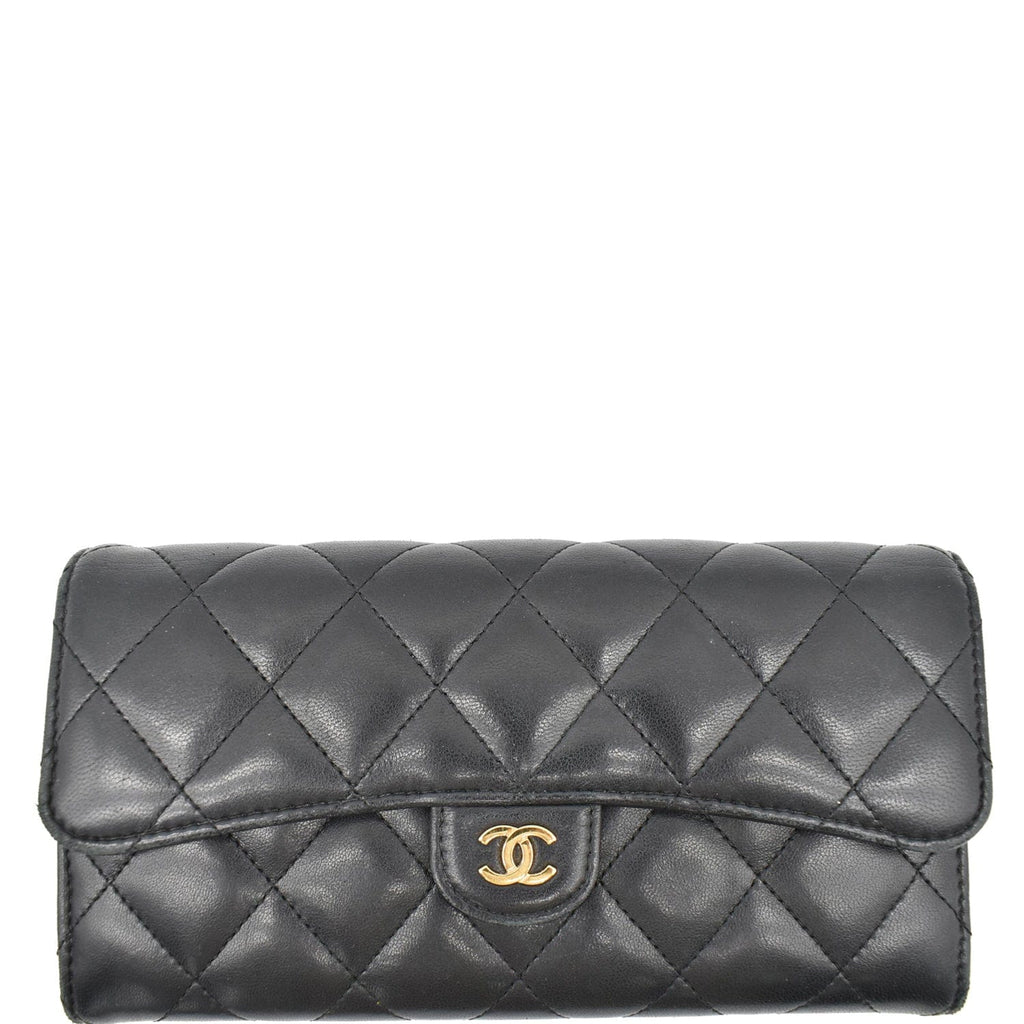 Chanel Classic Long Flap Leather Wallet Black