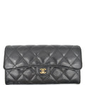 Chanel Classic Long Flap Leather Wallet Black