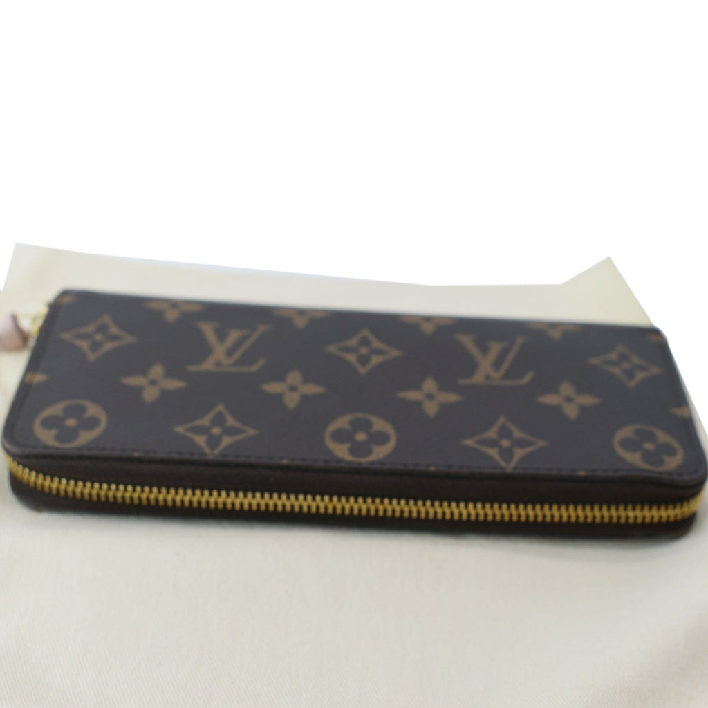 LOUIS VUITTON Clemence Monogram Canvas Zippy Wallet Brown