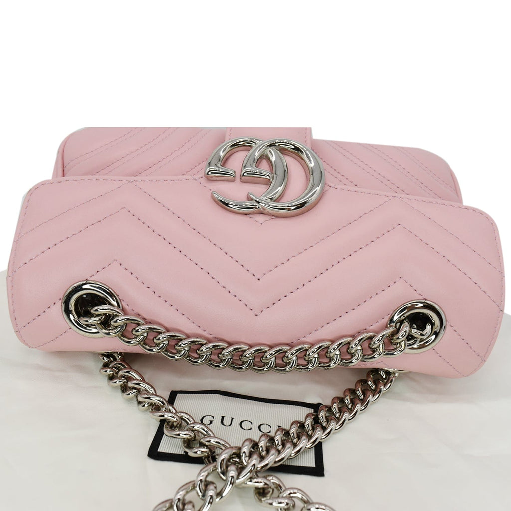 GUCCI Gucci Marmont Mini MatelassÃ© Leather Shoulder Crossbody Bag Pastel Pink 446744