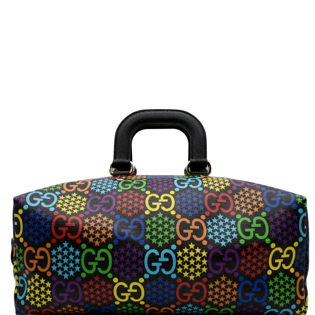 GUCCI Psychedelic Gucci Monogram Canvas Duffel Travel Bag Multicolor 587866