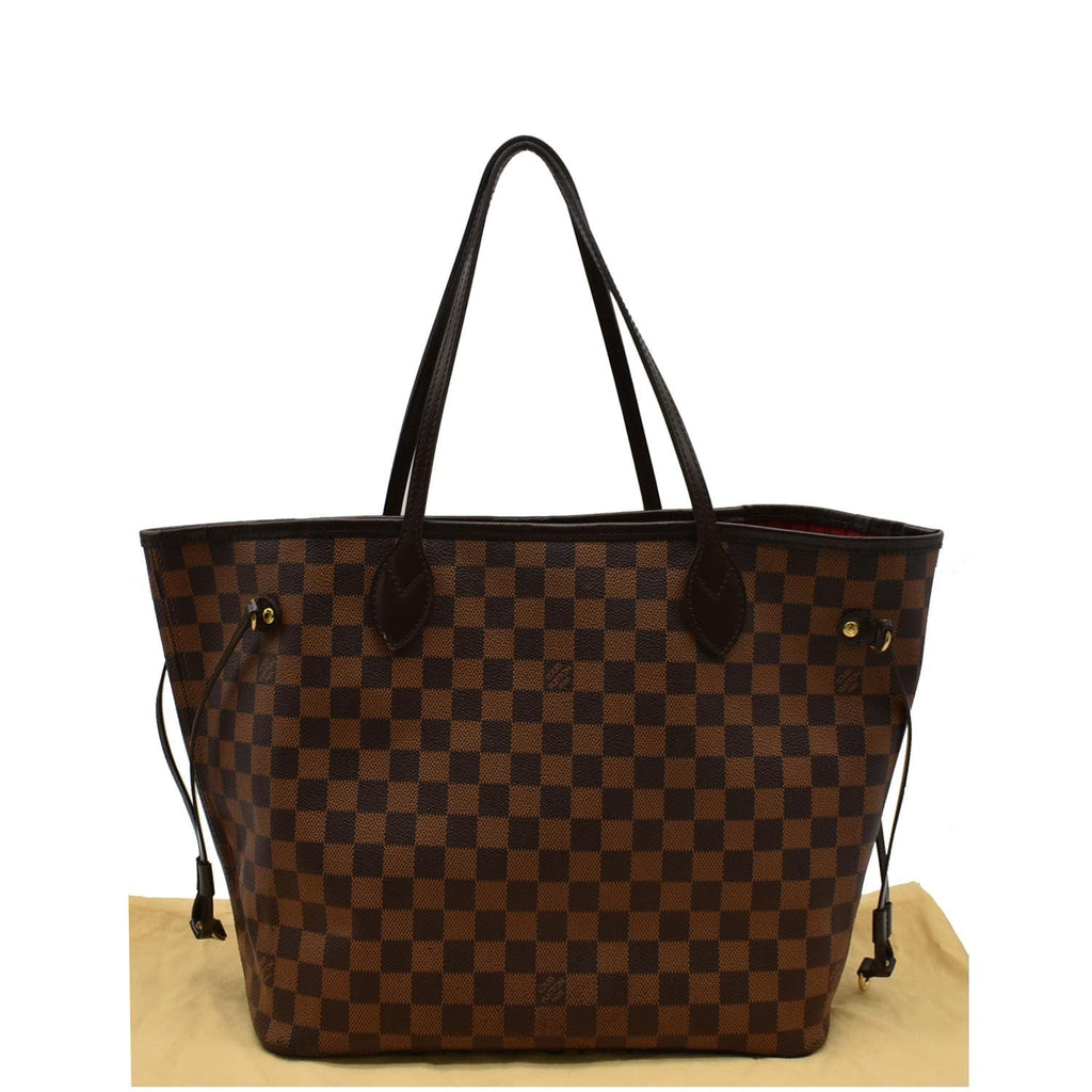 LOUIS VUITTON Neverfull MM Damier Ebene Tote Bag Brown
