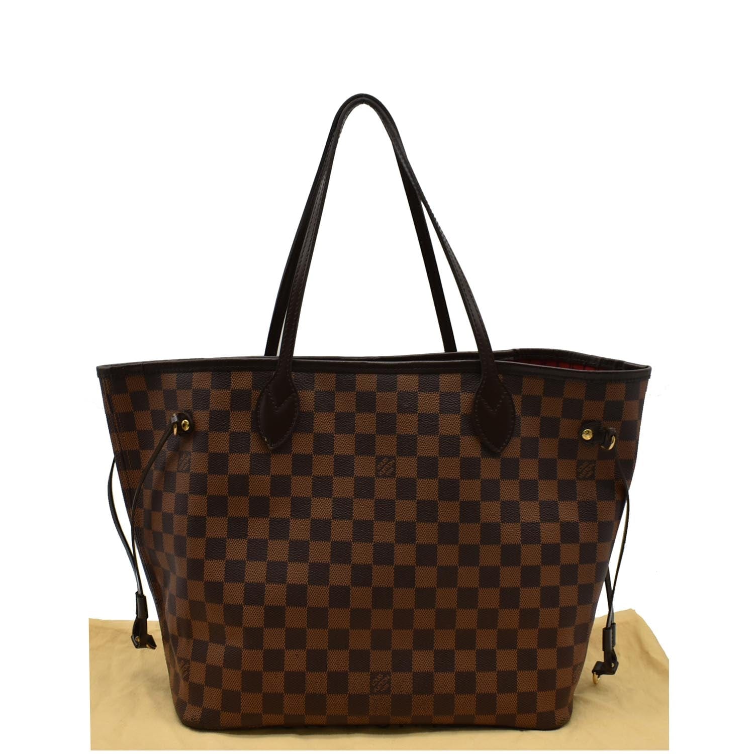 LOUIS VUITTON Neverfull MM Damier Ebene Tote Bag Brown