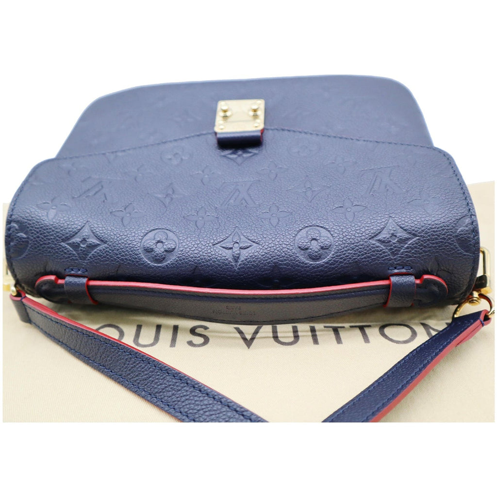 LOUIS VUITTON Metis Pochette Empreinte Leather Crossbody Bag Blue
