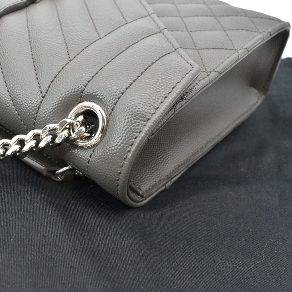 YVES SAINT LAURENT Envelope Chain Medium Mix MatelassÃ© Leather Crossbody Bag Grey