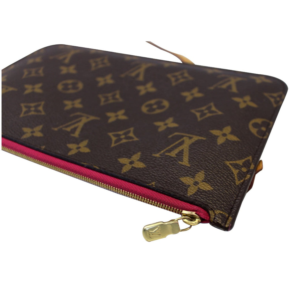 LOUIS VUITTON Pochette Wristlet Pouch Monogram Canvas Neverfull Fuchsia
