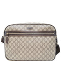 GUCCI Men's Beige/Ebony Gucci  Plus Coated Canvas Messenger Crossbody Bag 211107
