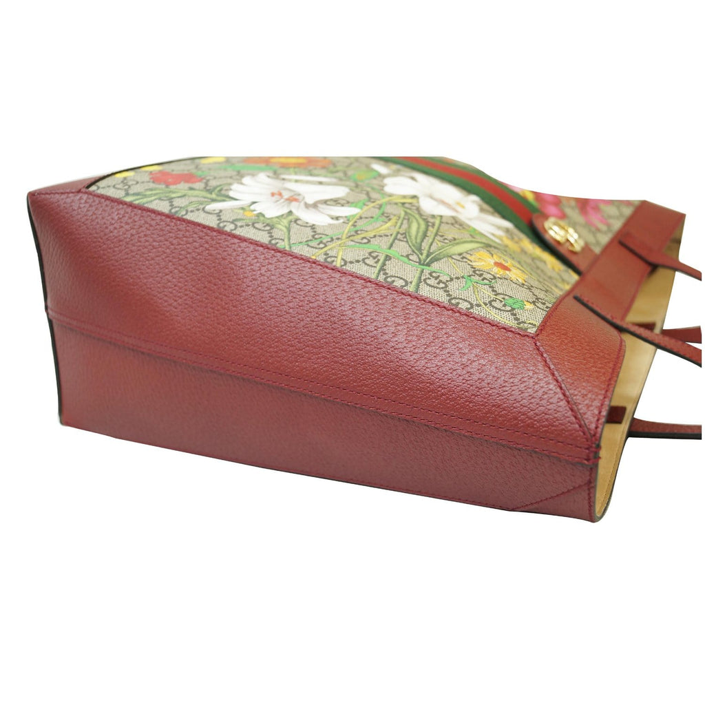 GUCCI Ophidia Gucci Flora Medium Tote Bag Red 547947