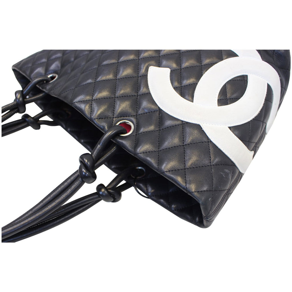 Chanel Cambon  Black CalfSkin Leather Large Tote Bag