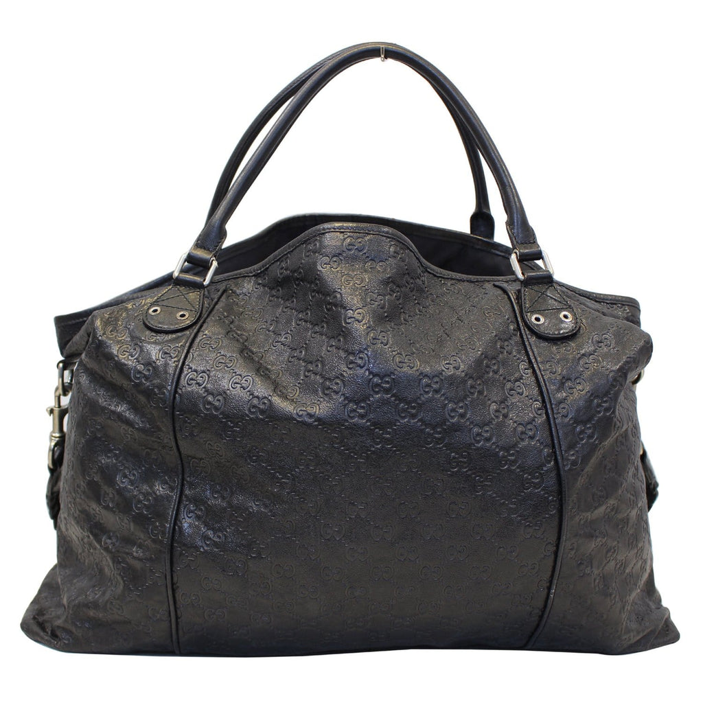 GUCCI Black Leather Signature Extra Large Tote Bag 189680