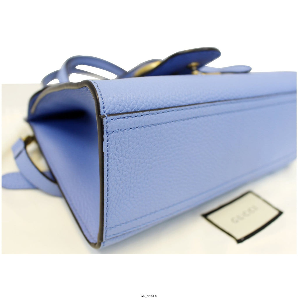 GUCCI Gucci Marmont Leather Top Handle Shoulder Bag Blue 442622