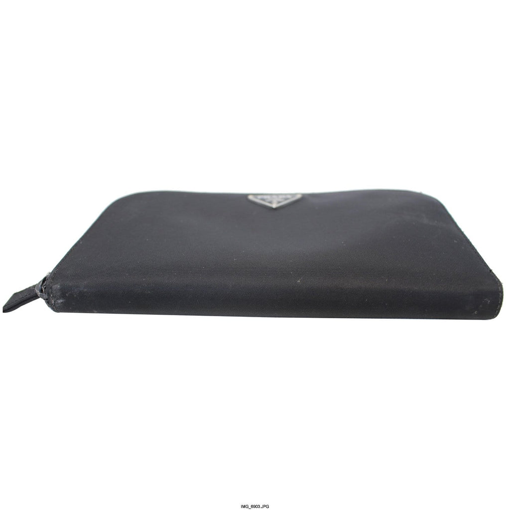 PRADA Black Nylon Zip Around Wallet