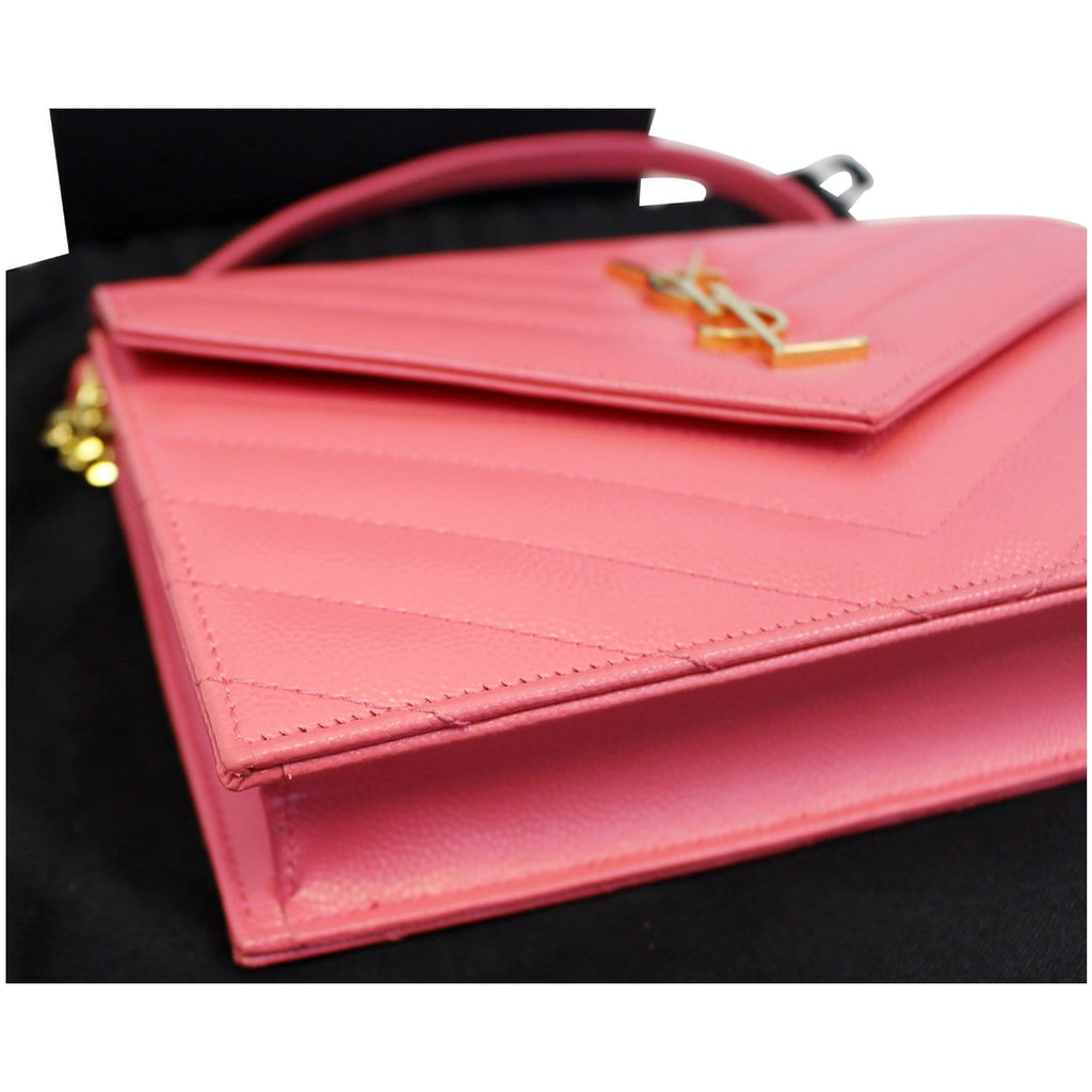 YVES Saint Laurent Monogram Matelasse Wallet-on-A-Chain Crossbody Bag Pink