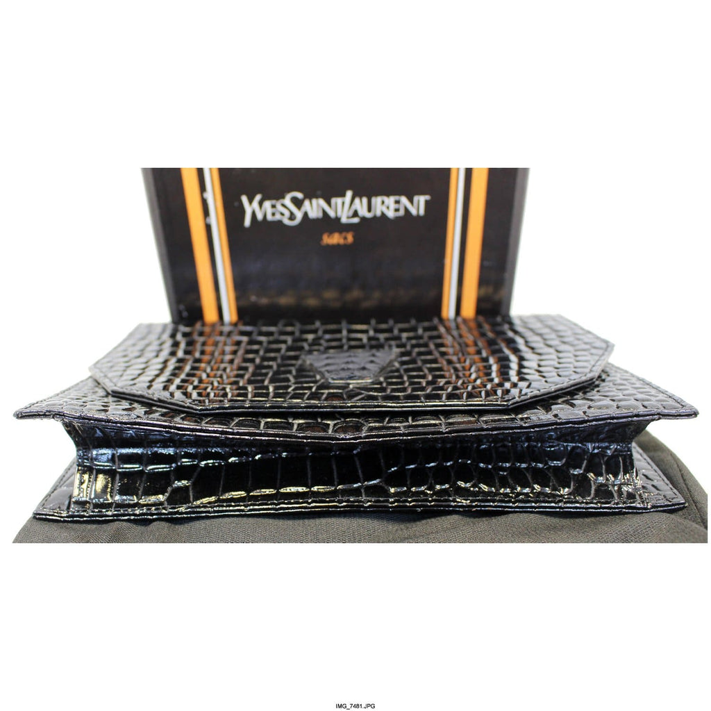 YVES SAINT LAURENT Black Caviar Leather Leather Clutch Bag