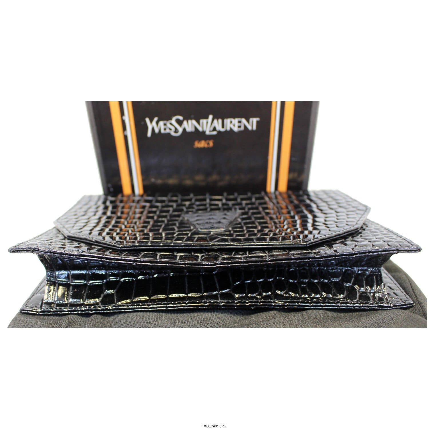 YVES SAINT LAURENT Black Caviar Leather Leather Clutch Bag