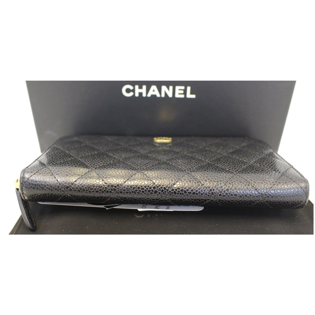 Chanel Black Caviar Leather Leather Zippy Wallet Black