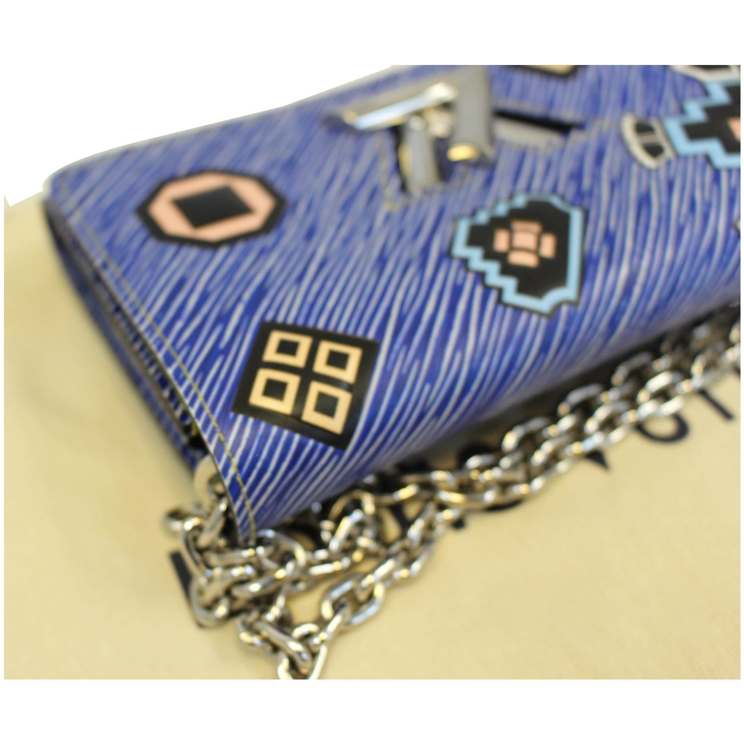 LOUIS VUITTON Twist Chain Denim Wallet Epi Azteque Stickers Crossbody Bag