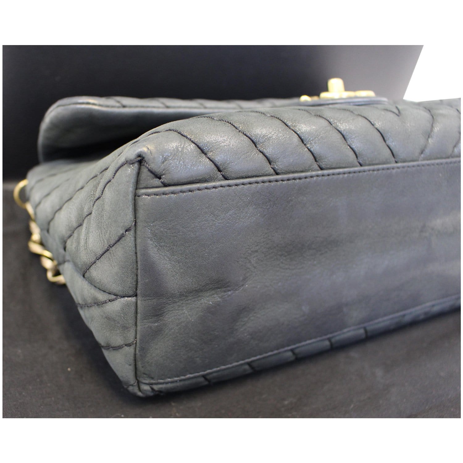 Chanel Iridescent Calfskin Surpique Chevron Large Classic Flap Bag - Sale