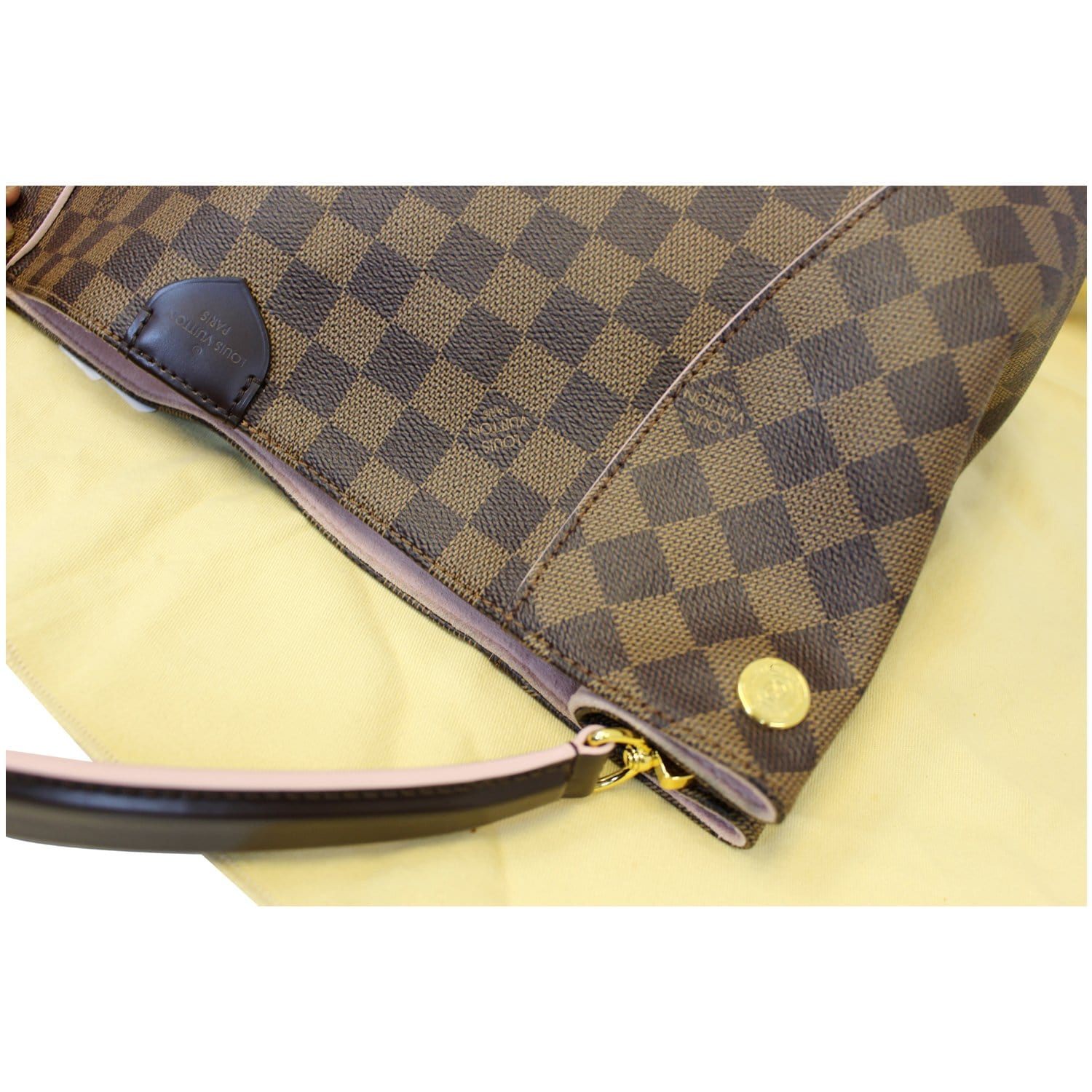 LOUIS VUITTON Caissa Damier Ebene Rose Ballerine Hobo Bag