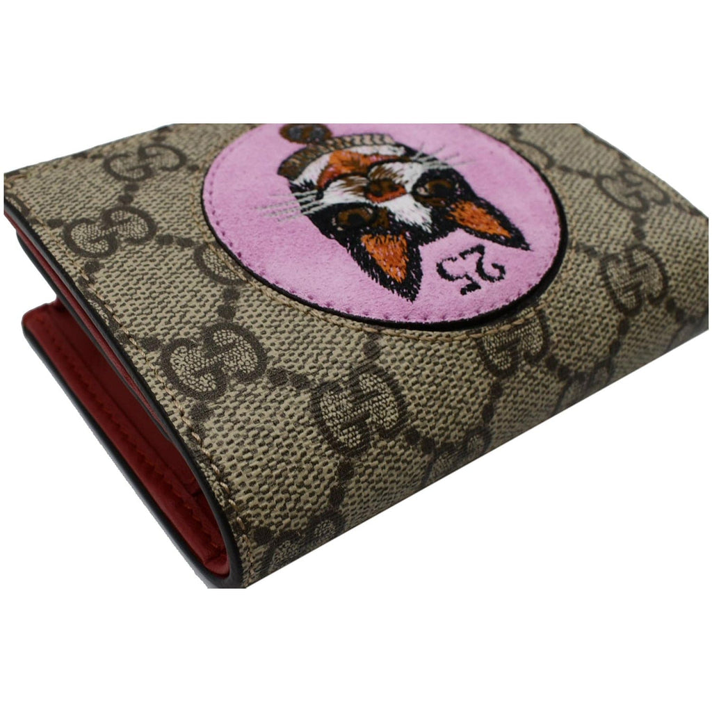 GUCCI Bosco Patch Gucci Supreme Canvas Card Case Wallet Beige 506277