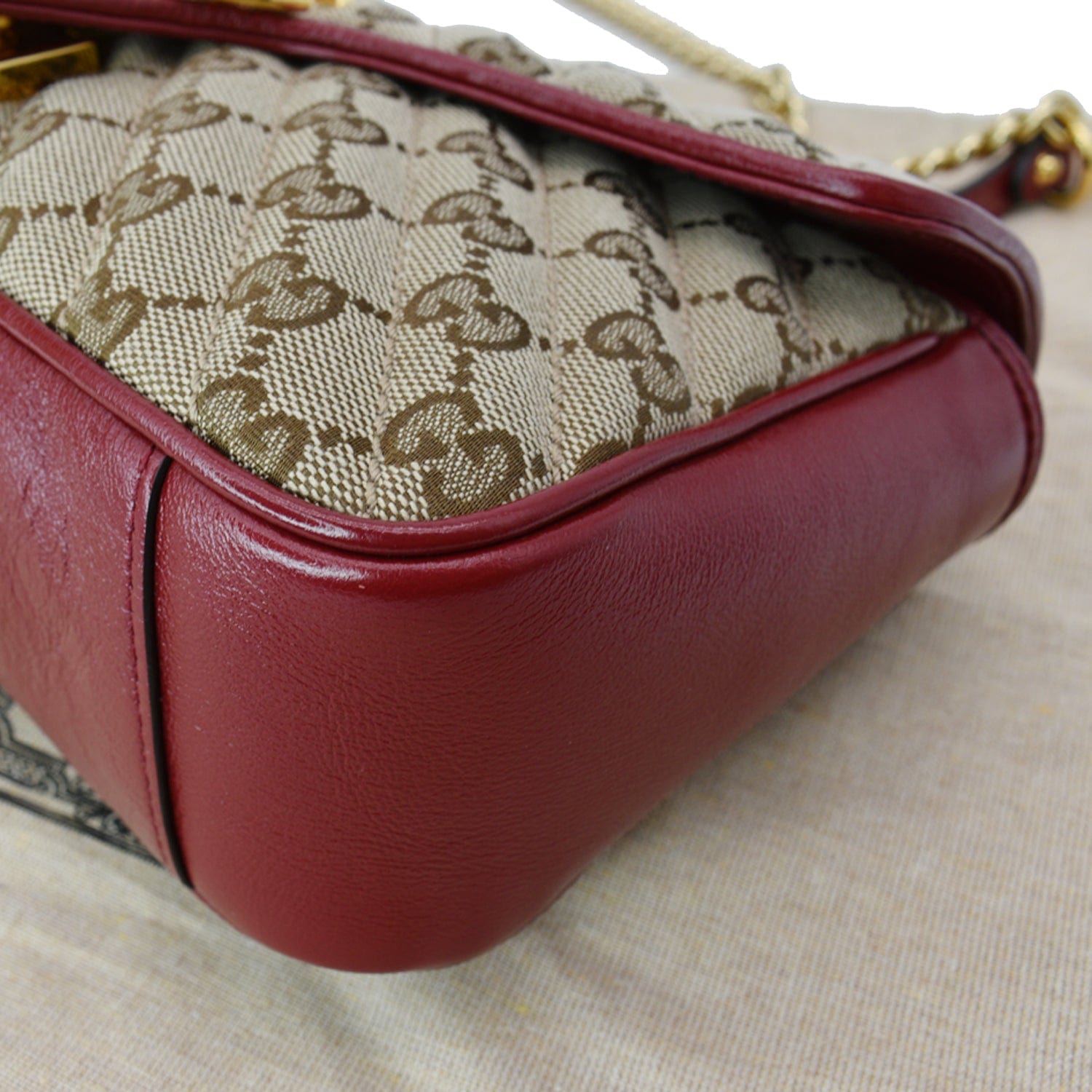 GUCCI Gucci Marmont Small Matelasse Canvas Shoulder Bag Beige 443497